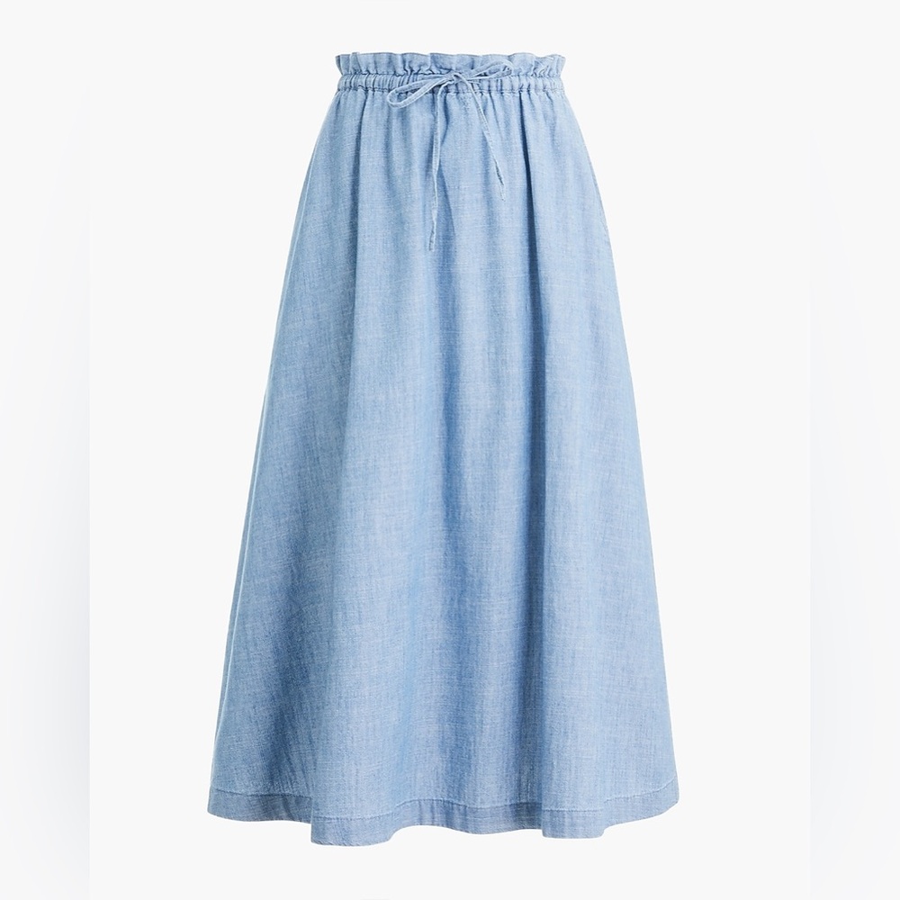 J. Crew Factory - Chambray Tie Waist Midi Skirt - Size S